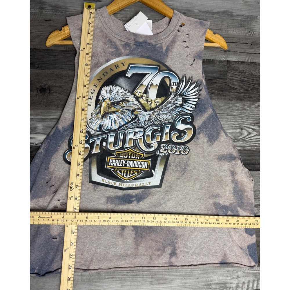 Harley Davidson Sturgis 2010 70th Anniversary Tank Top Distressed Acid Wash XL - Picture 4 of 4